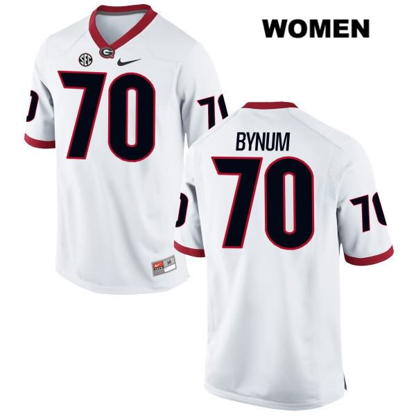Georgia Bulldogs Women's Aulden Bynum #70 NCAA Authentic White Nike Stitched College Football Jersey FZL4156UF